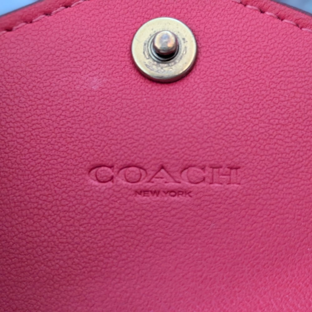Coach Red Leather Wristlet with Gold Accent - Picture 8 of 9